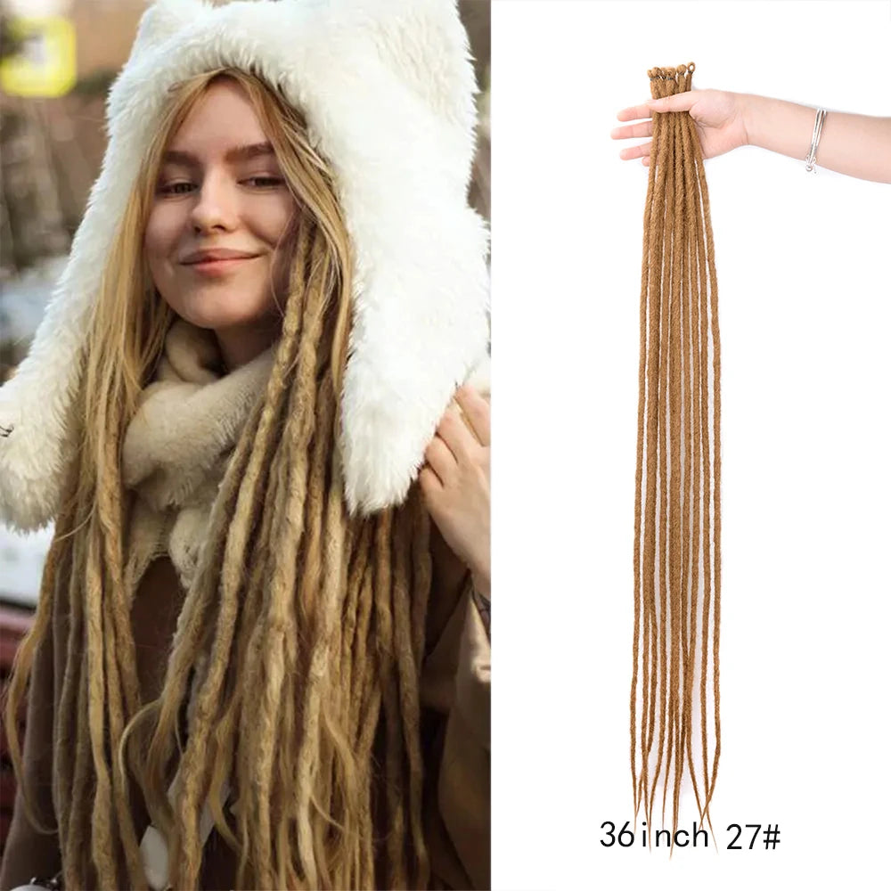 Dreadlock Extensions Handmade Crochet Hair Synthetic 24 36 Inches Dread Extension Crochet Braids For Women Dreadlocks Hair