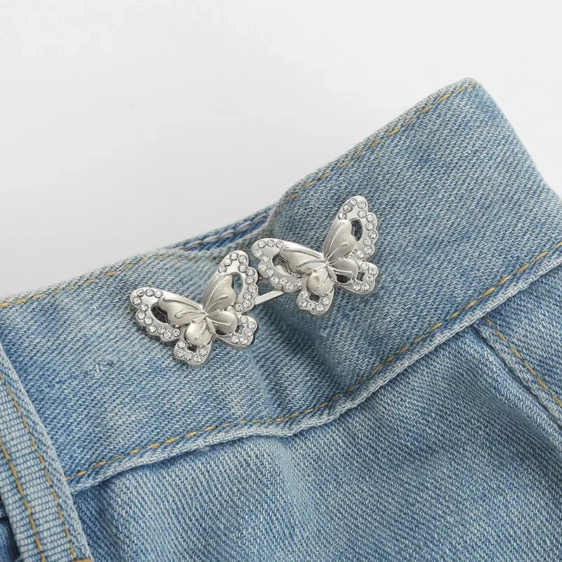 Bowknot Button Adjuster for Pants and Skirts Waist Tightener Adjustable Waist Buckle for Jeans No Sewing Required Easy To Use