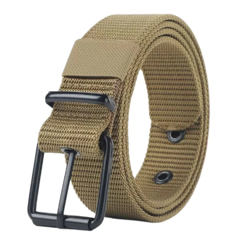 Men's Belt Porous Canvas Pin Buckle Leather Belt Outdoor Sports Belt Women's Trendy Eyelet Belt With Jeans Belt For Men Women