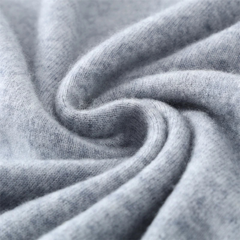 Autumn/Winter Men's 100% Pure Cashmere Pullover Business Casual Solid Knitted Sweater Loose Half High Neck Tops Thick Jumper