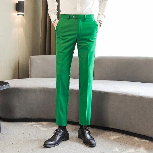 Royal Blue Men Suit Pants, Business Office Trousers, White Black Red Pantalones Hombre Wedding Party Dress Pant, Asian Size