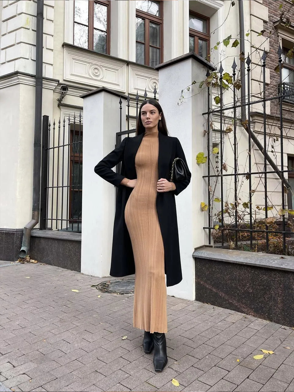 VEITCHE Autumn Winter Women Knitted Long Sleeved Sweater Dress Sexy Slim Fit Striped High elasticity Female Vestidos Sweater Out
