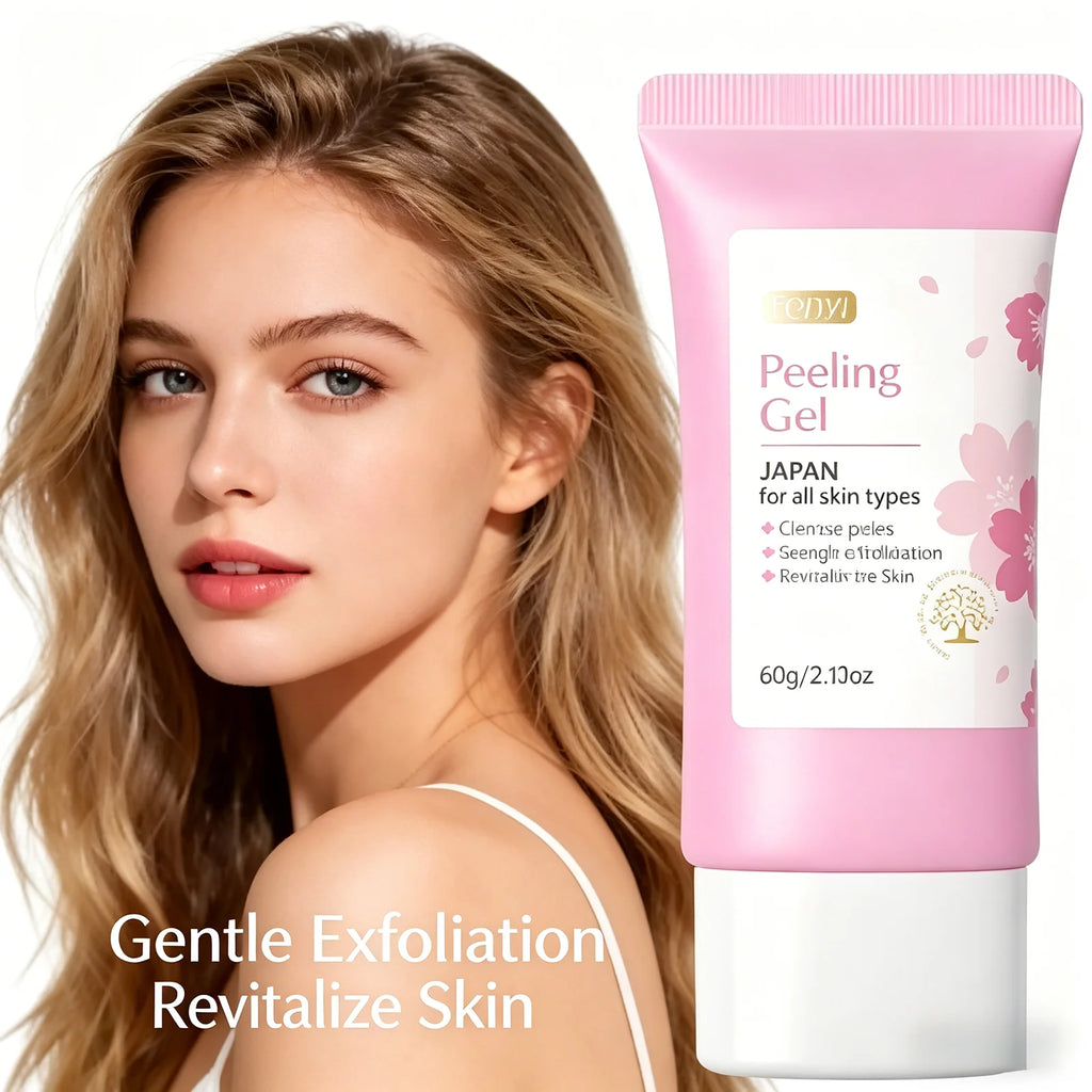 Sakura Gentle Exfoliating Gel for Face and Body, Deep Pore Cleansing Skin Smoothing Brightening Scrub 60g
