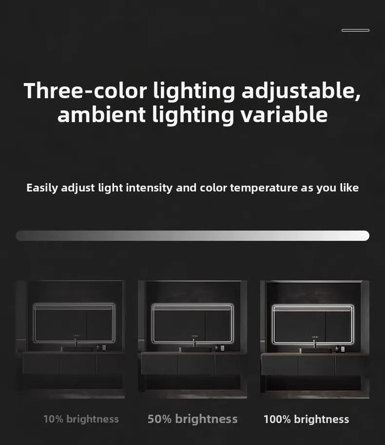 Toilet Intelligent Makeup Mirror Touch Screen LED Bathroom Mirrors High Definition Anti Fog Wall Mounted Lighted Espejos De Baño