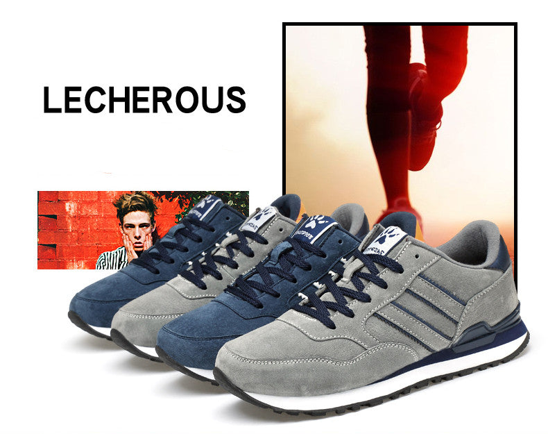 Lightweight Men Sneakers Classical  Suede Leather Men Running Shoes Outdoor Comfortable Sport Shoes Breathable Flat Casual Shoes