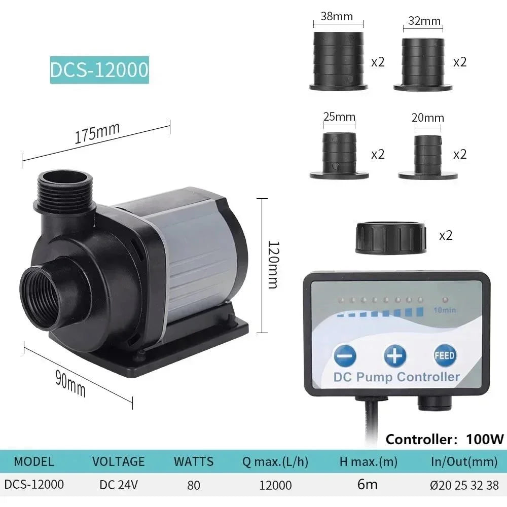 100-240V 80W 12000L/h Jebao DCS-12000 Fish Tank Submersible Pump Flow Adjustable Freshwater Pump Variable Frequency Water Pump