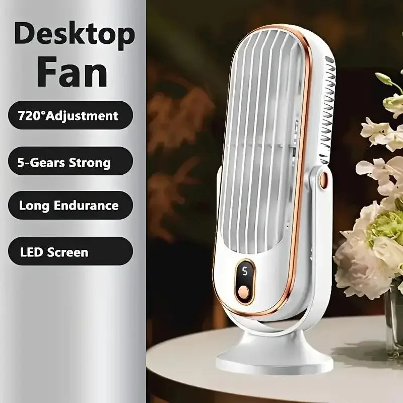 Portable USB Fan | 5 Speeds, 720° Swivel, Quiet Cool Breeze, Air Circulation, Indoor/Outdoor Use, Ideal For Home, Office, Travel