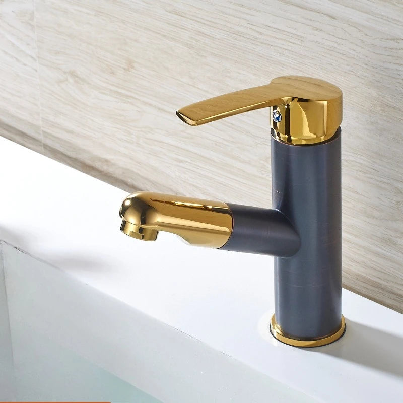 Pull-out Type Faucet Bathroom Basin Hot and Cold Water Tap Household Countertop Single Handle Faucet Bathroom Accessories