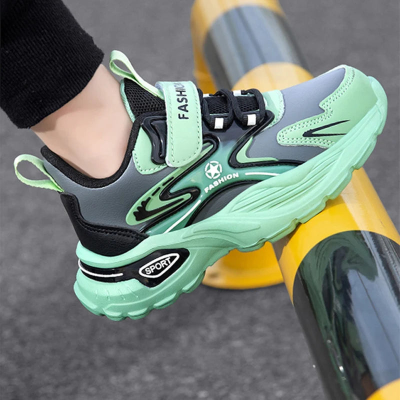 2026 Four Season Universal Children's Shoes Synthetic Leather Runshoes Boys Ordinary Thick Shoe Lightweight Shock Absorption Sne