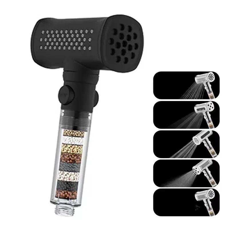 5 Modes High Pressure Shower Head Anti Limestone Filter Hygienic Remove Calcario Shower with Holder and Hose Bath Accessories