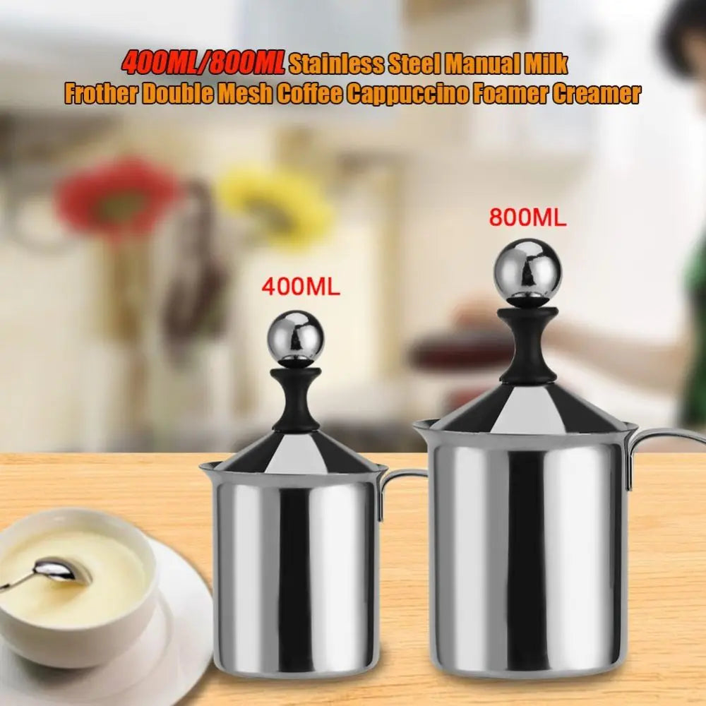 Double Mesh Stainless Steel Milk Frother Professional Modern Simplicity Manual Milk Frother Handheld Design