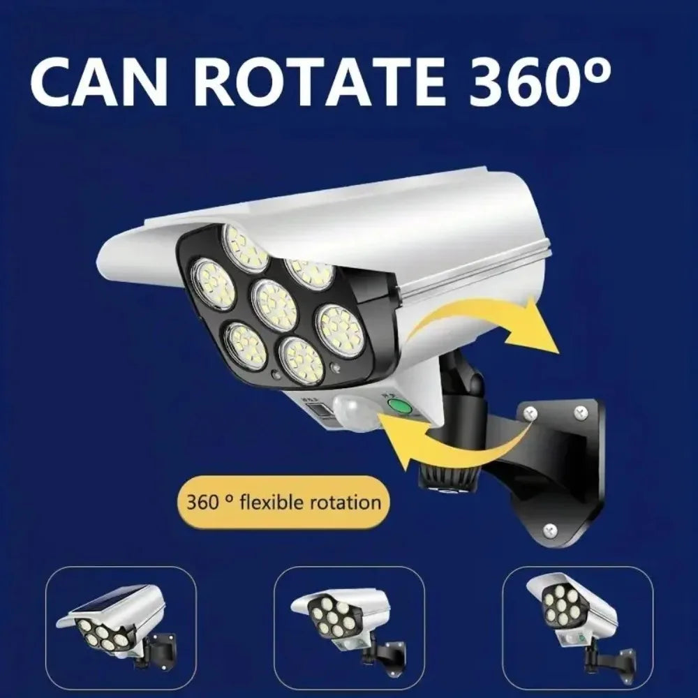 Outdoor Motion-Sensor Solar Light 77 LED Flood Lights Security Camera Ideal for Porches, Gardens, and Patios