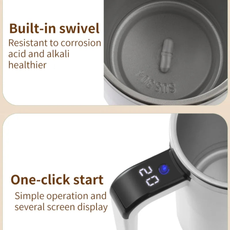 380ML Mini Electric Coffee Self Mixing Mug IP67 Waterproof Food Safe Coffee Mug USB Rechargeable Automatic Magnetic Cup For Tea