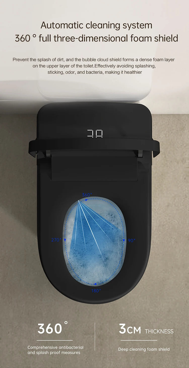 Modern Luxury Auto Sensor Flush European Bathroom Ceramic Automatic Wc Black Smart Toilet