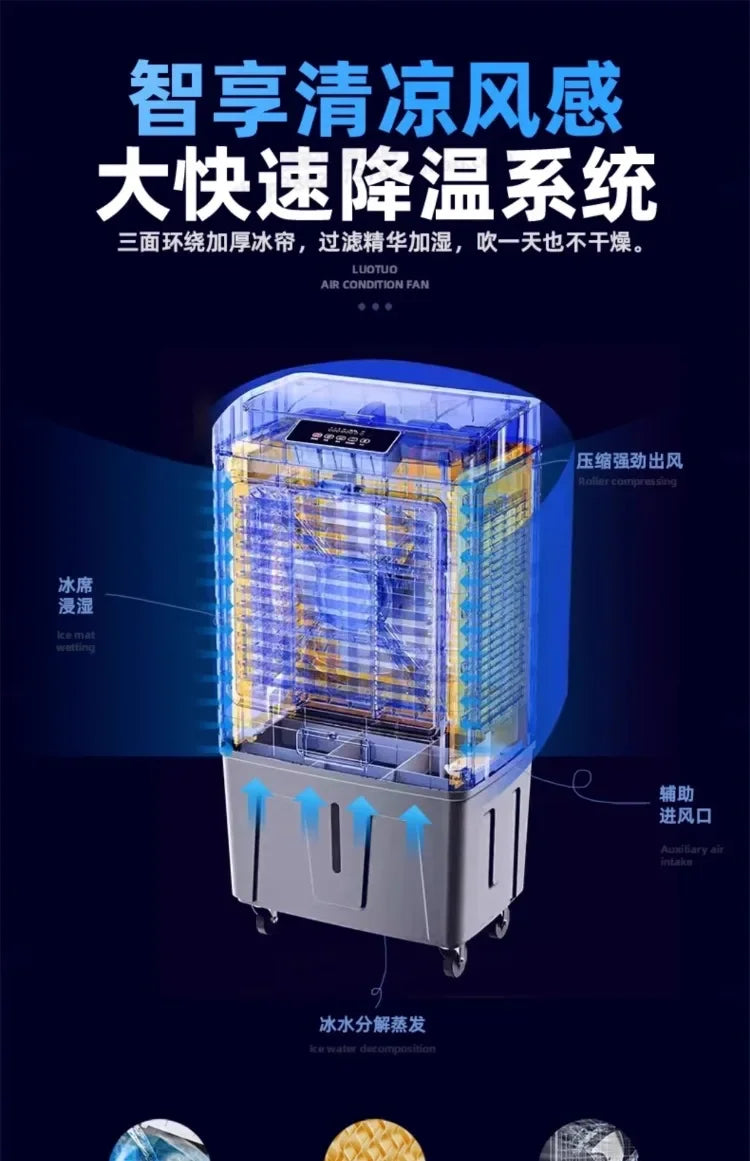 220V Portable Camel Industrial Air Cooler for Factory Workshop Commercial Use Cooling Fan with Water Curtain Air Conditioning