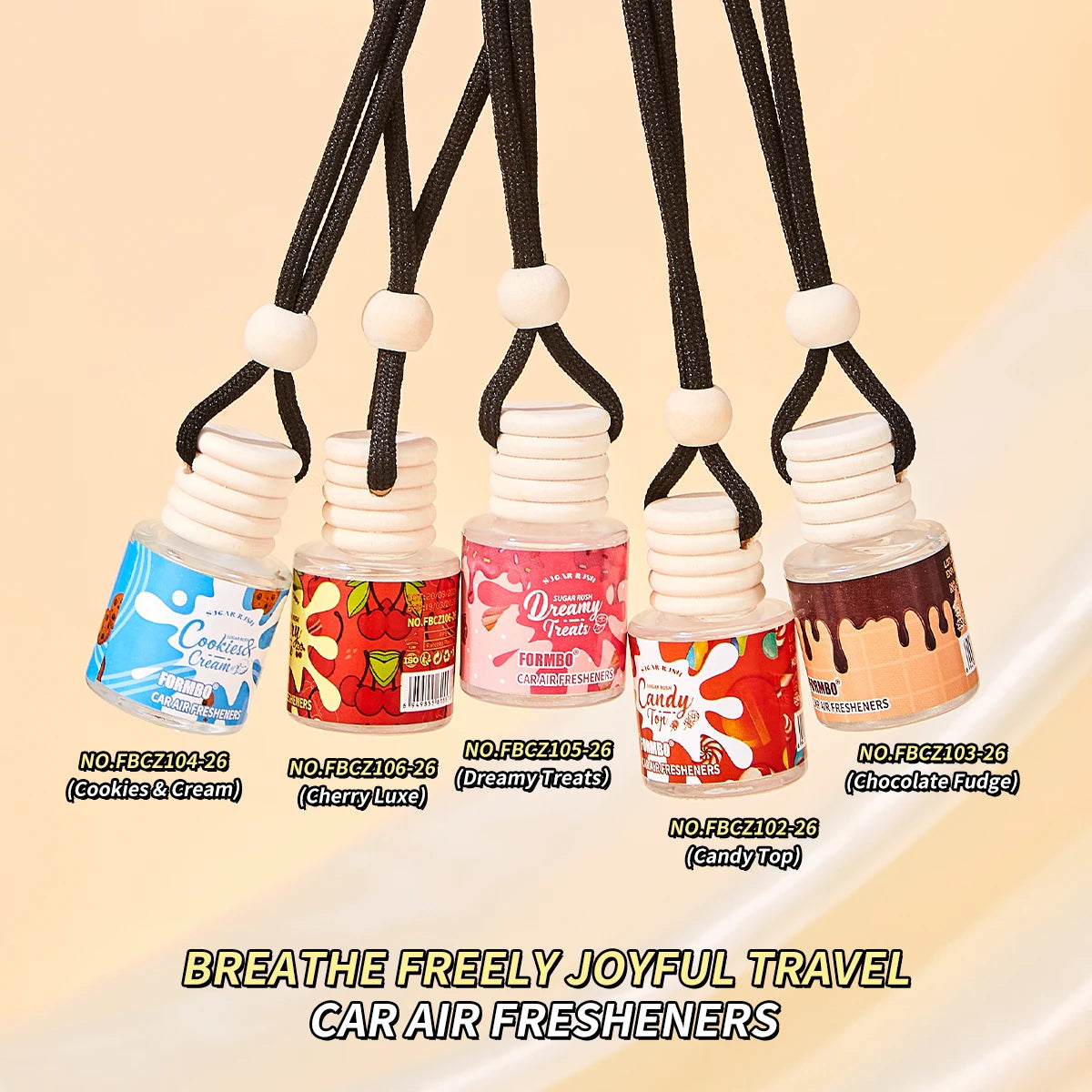 Car Air Freshener Hanging Perfume Bottle Cookies & Cream Cherry Luxe Dreamy Treats Scent Auto Rearview Mirror Pendant Deodorant