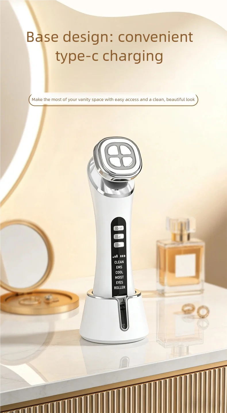 EMS Facial Micro-current Beauty Instrument 6Mode Eye Face Lift 3D Roller Massager 3 Colour LED Skin Tighten Massage Beauty Devic