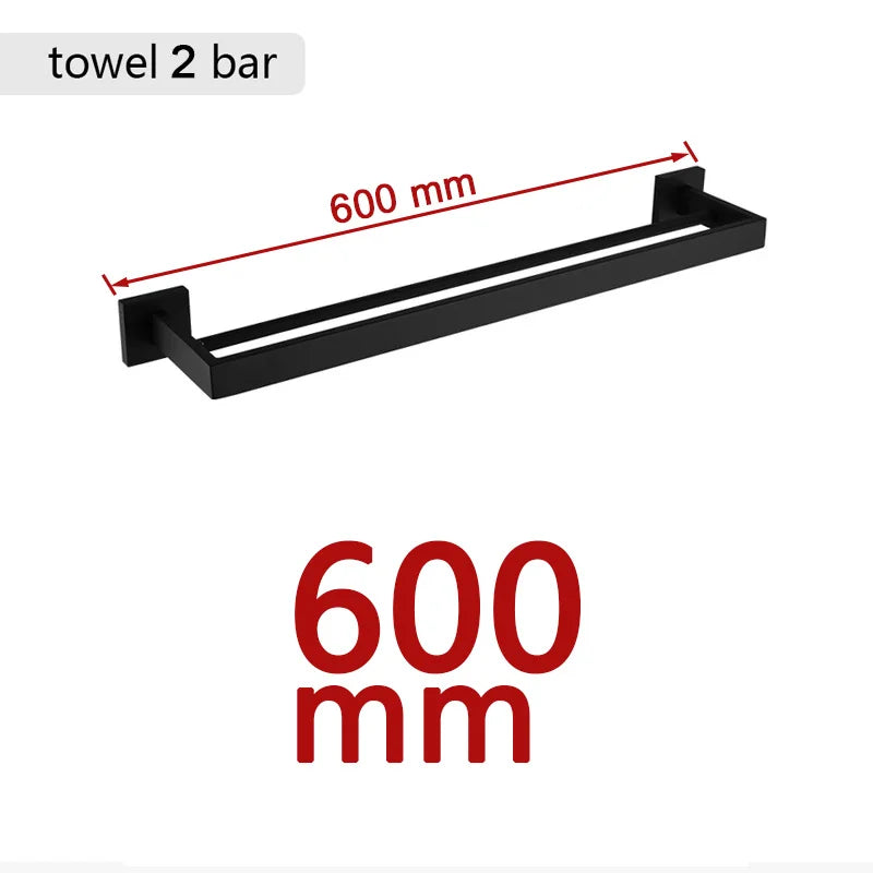 Matte Black Bathroom Hardware 304 Stainless Steel Towel Rack Toilet Paper Holder Liquid Soap Holder Towel Bar Toilet Accessories