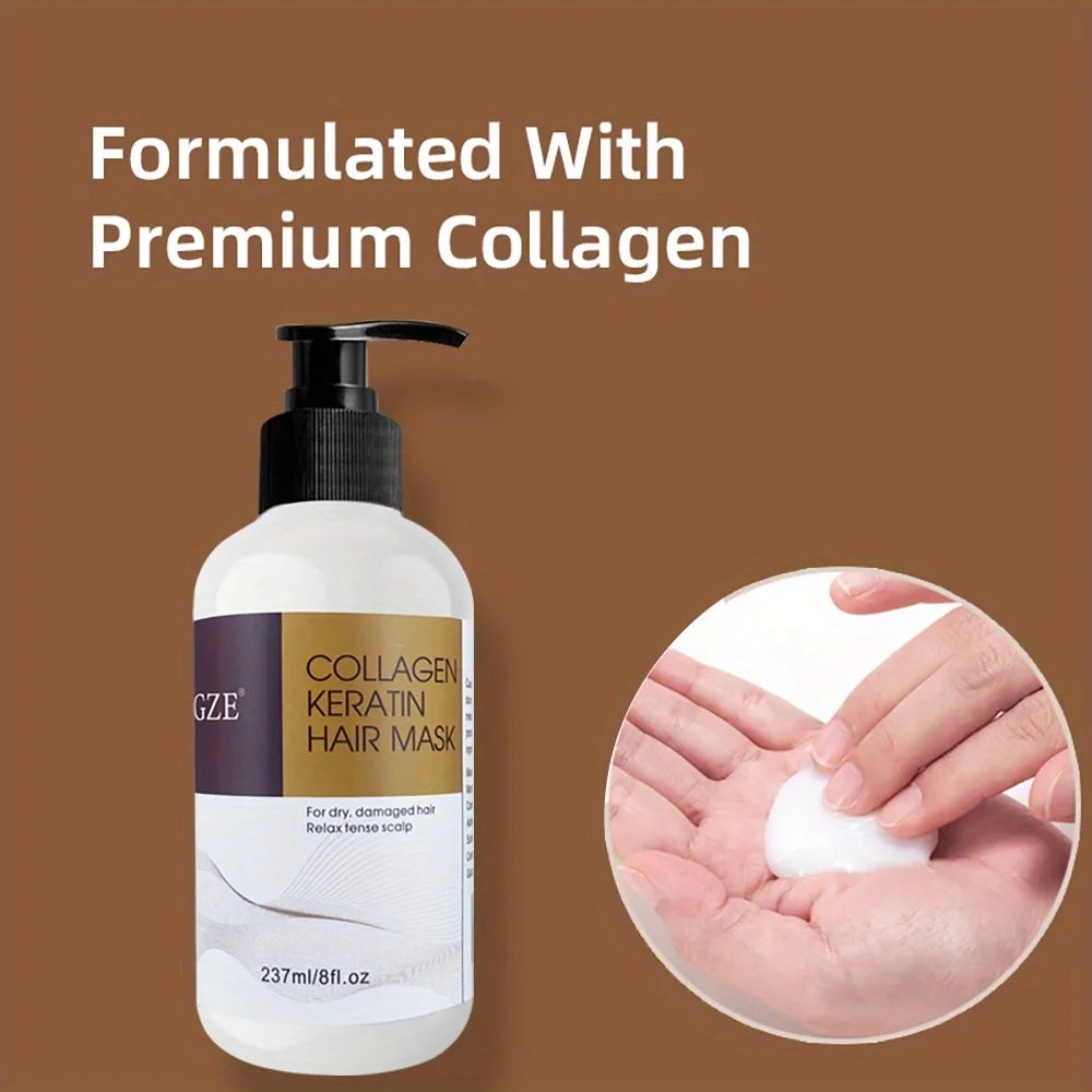 2 Pack GZE Collagen Keratin Hair Mask Deep Conditioning for Dry, Damaged Hair Restores Elasticity- for Healthy, Beautiful Hair