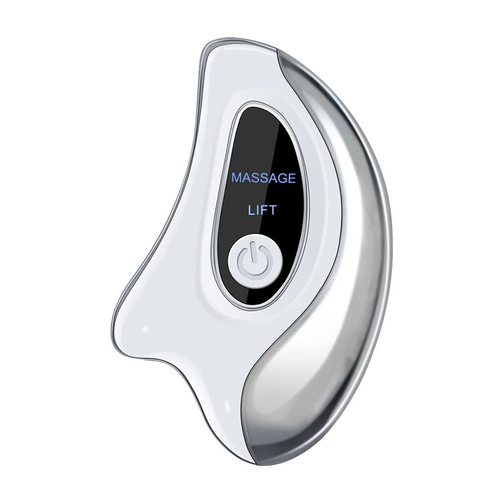Electric Gua Sha Face Massager with Heated Vibration Double Chin Skin Lifting & Firming Tool Facial Scraping Device
