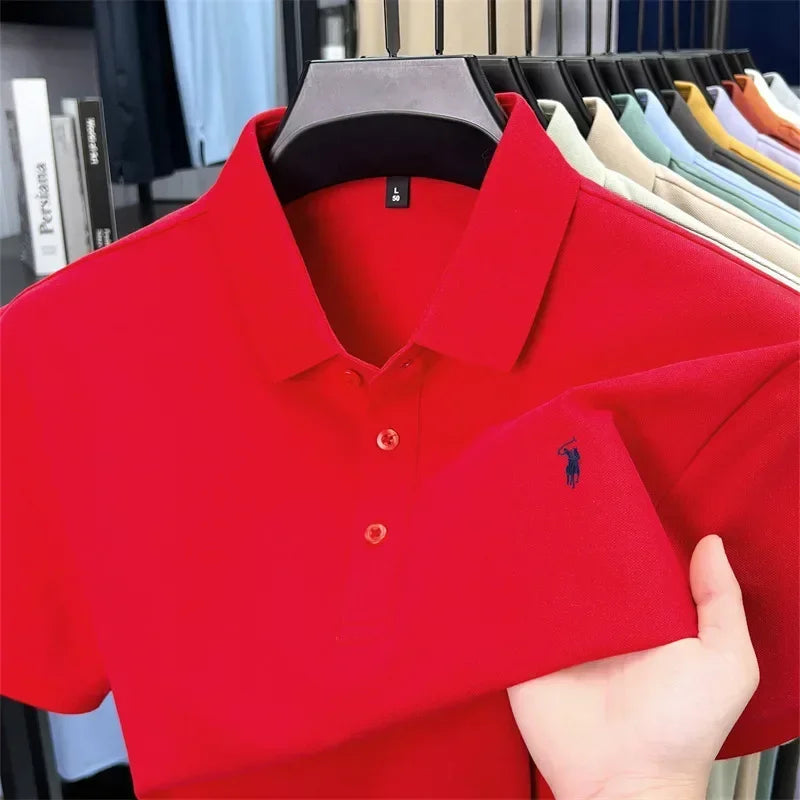 2026 New Men's Luxury Pony Embroidery Polo Shirt – High-Quality Embroidered Collar Short-Sleeve Casual Dress Summer T-Shirt
