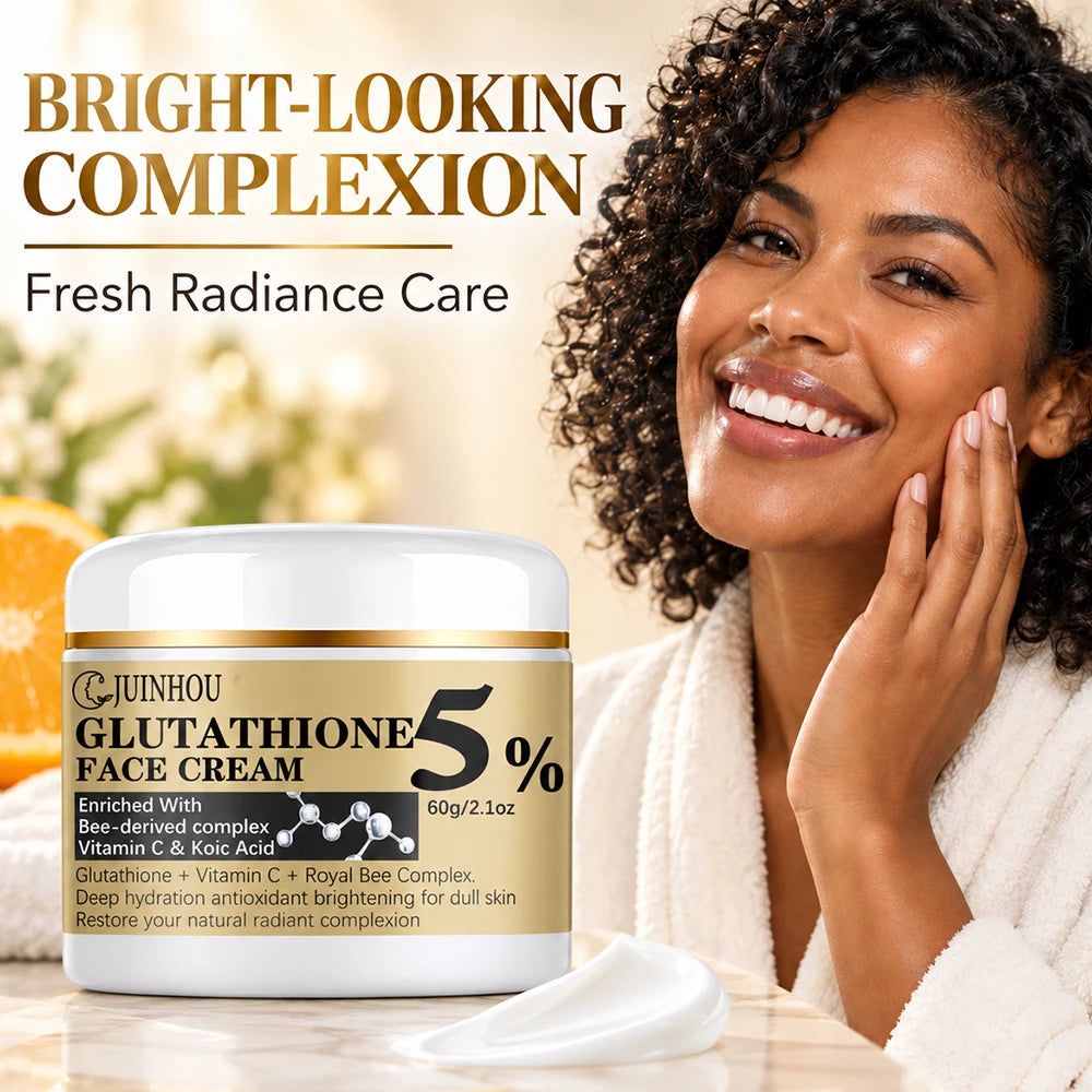 JUINHOU Face Cream 5% Glutathione Bee Complex Vitamin C Kojic Acid Moisturizing Face Cream For Dull Skin Hydrating Skincare Gift