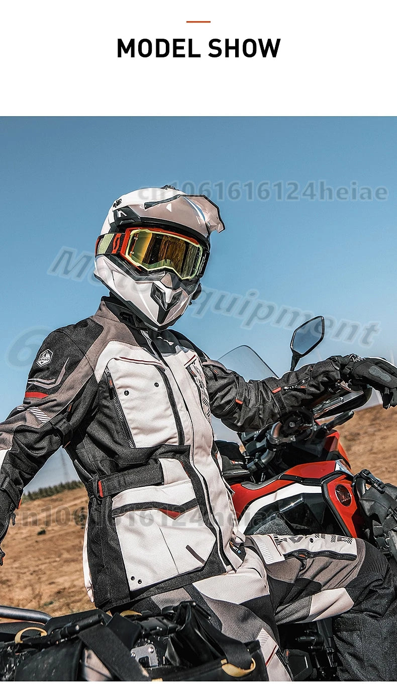 Waterproof Motorcycle Jacket and Pants Suit with CE Level Fall Protection Motocross Riding Gear for All Weather Conditions