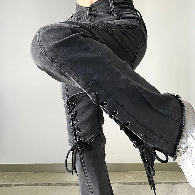 Denim Jeans Pants for Women Korean Trend High Waist Long Flare Leggings Skinny Fashion Women's Bell Bottom Jeans Split Vintage