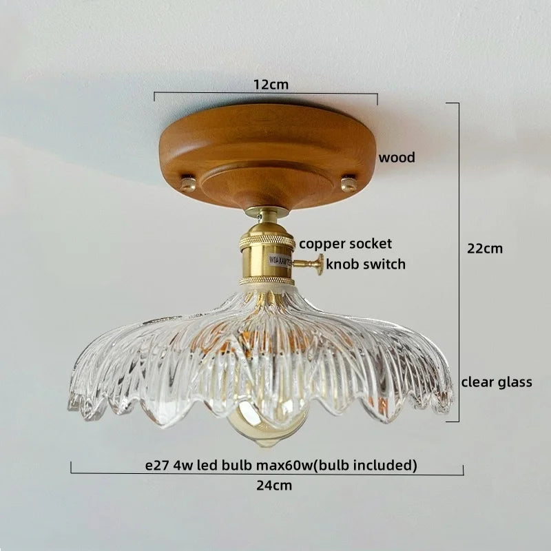 IWHD Walnut Copper LED Ceiling Lights Decoration Aisle Corridor Living Room Light Home Lighting Modern Ceiling lamp Luminaria