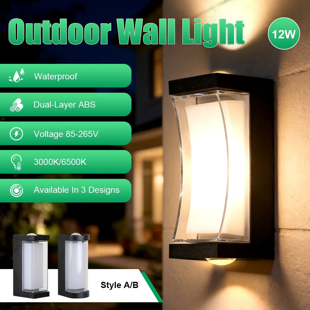 Outdoor Wall Light 85-265V IP65 Waterproof 25W 12W Garden Corridor Balcony wall lamp courtyard Decor Warm Light exterior Stairs