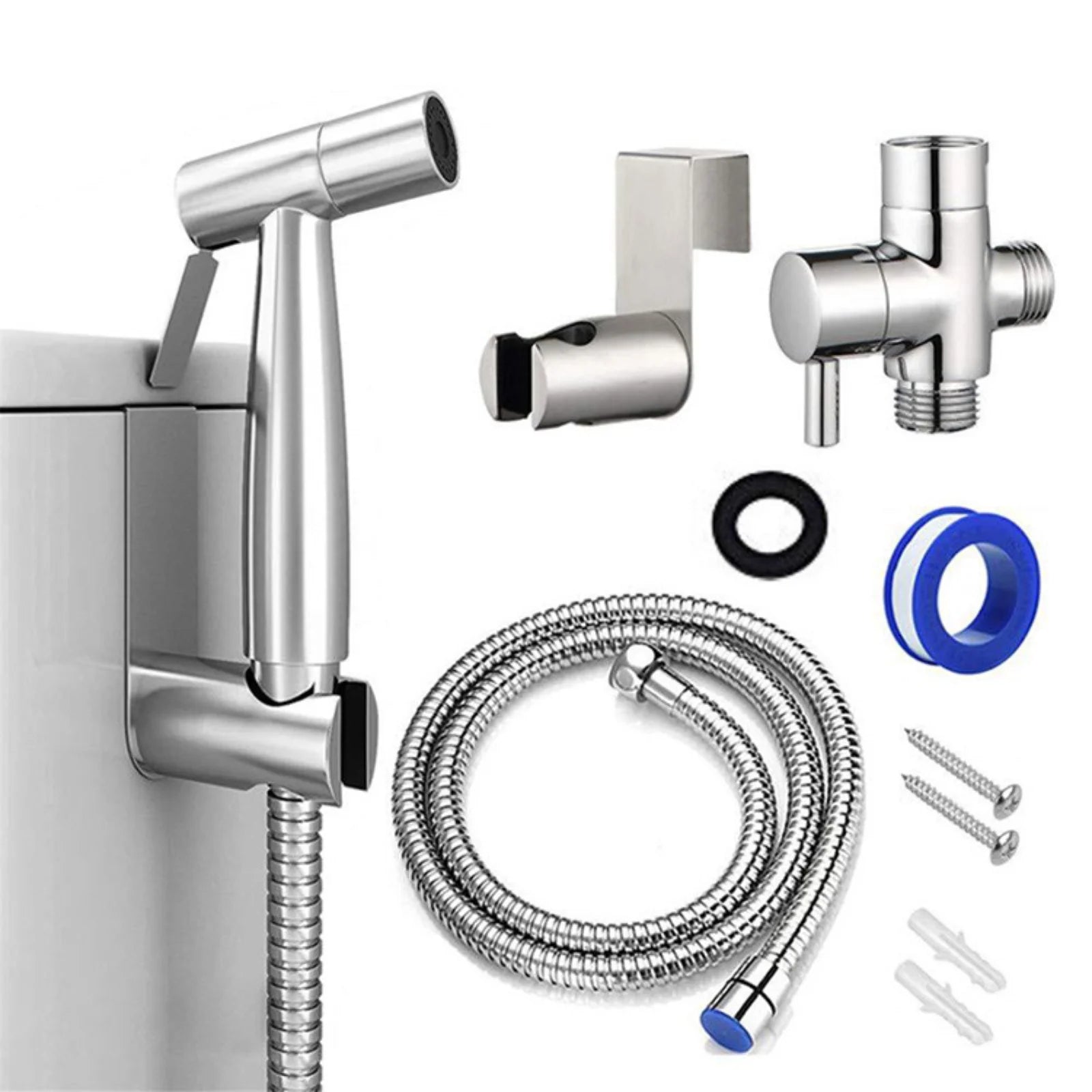 Handheld Toilet Bidet Sprayer Set Kit Stainless Steel Hand Sprayer Shower Head Self Cleaning Hand Bidet Faucet for Bathroom