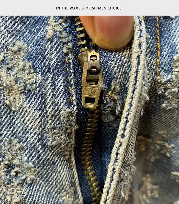 Workwear Pants, Washed Denim Shorts, Men's Denim Shorts, Designer High Street Fashion Loose Fit Fir Straight Leg Men's Shorts