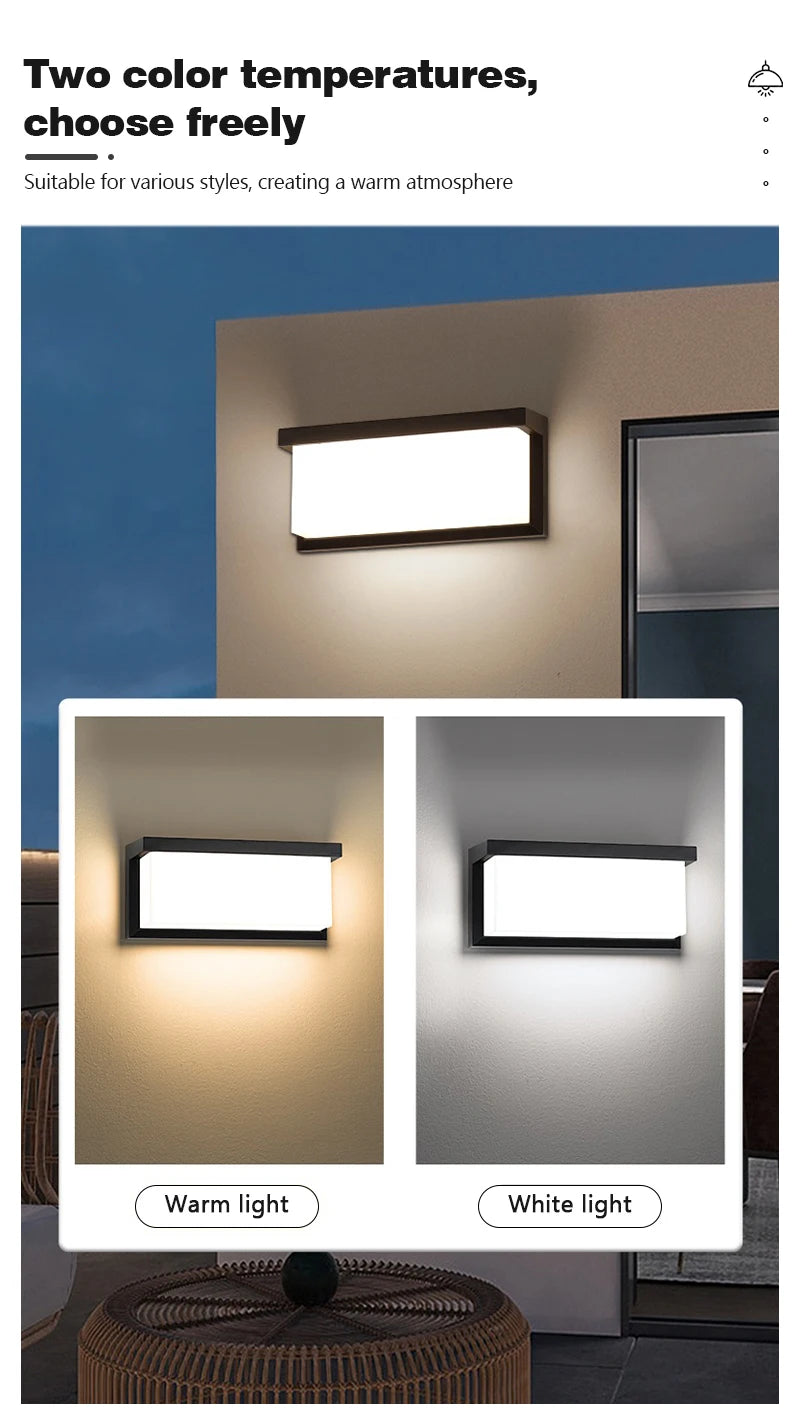 LED Outdoor Waterproof Wall Light 15W Radar Sensing Indoor Bedroom Living Room Outdoor Porch Wall Light Garden Decorative Light