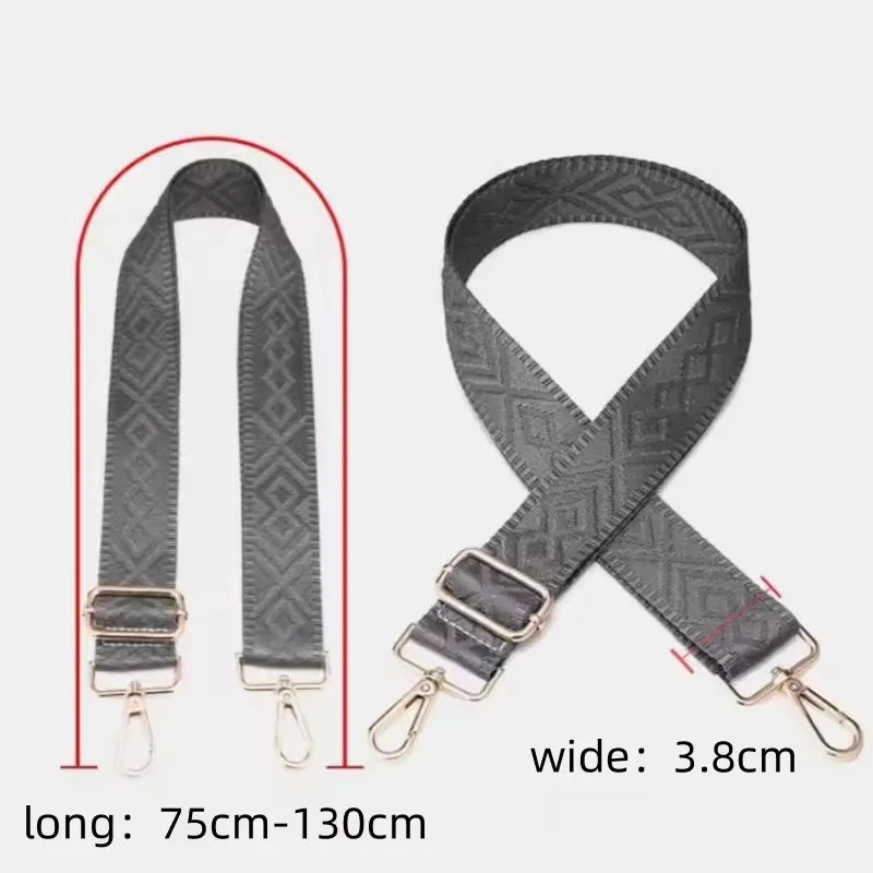 1 Piece Adjustable 1.50-inch Wide Geometry Pattern Jacquarded Handbag Purse Strap Crossbody Shoulder Replacement