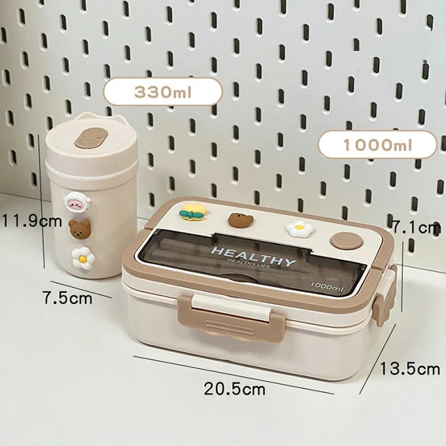 New Kawaii Lunch Box For Girls Portable School Kids Plastic Picnic Bento Box With Compartment Microwave Food Storage Containers