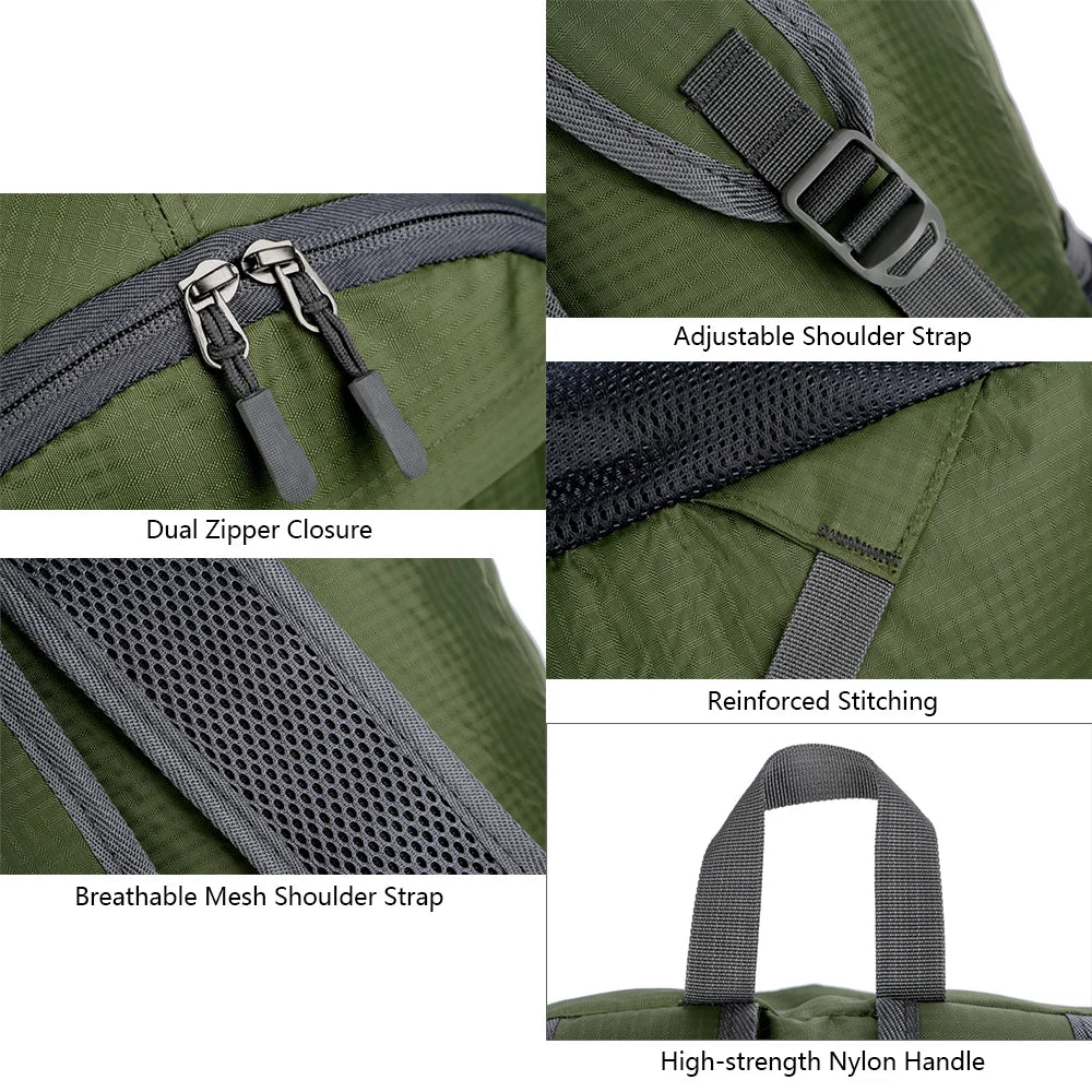 Lightweight Foldable Backpack Men Women Waterproof Packable Backpack Outdoor Travel Hiking Cycling Daypack Camping Shoulders Bag