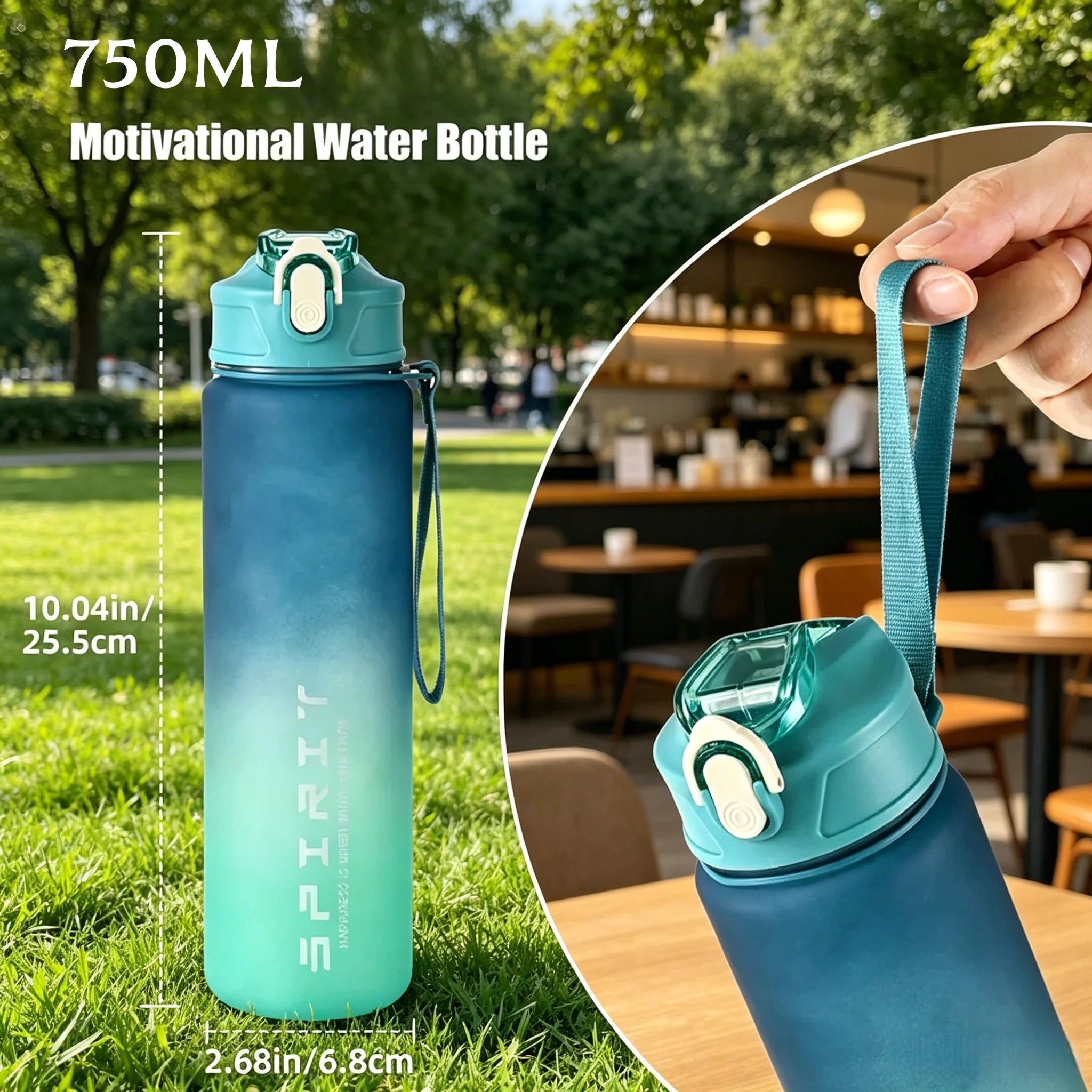 750ML Large Capacity Sports Water Bottle Leak Proof Colorful Plastic Cup Drinking Outdoor Travel Portable Gym Fitness Jugs