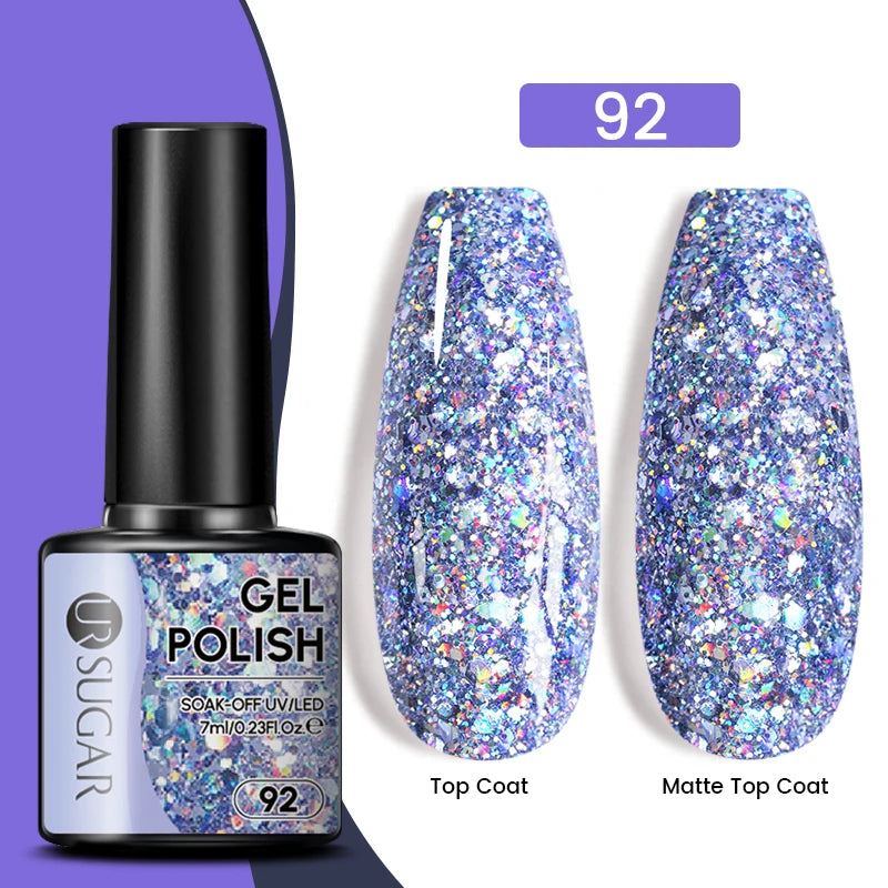 UR SUGAR 7ML Valentine’s Day Gel Nail Polish 107 Colors Classic Black Red Glitter Semi Permanent Autumn Soak Off UV Gel Varnish