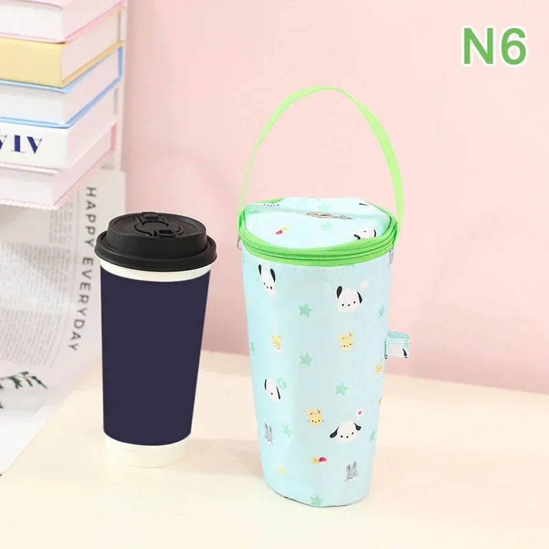 Sanrio Handheld Water Cup Bag Hello Kitty Cold Insulation Heat Preservation Portable Cartoon Water Bottle Pocket Kawaii Outdoors
