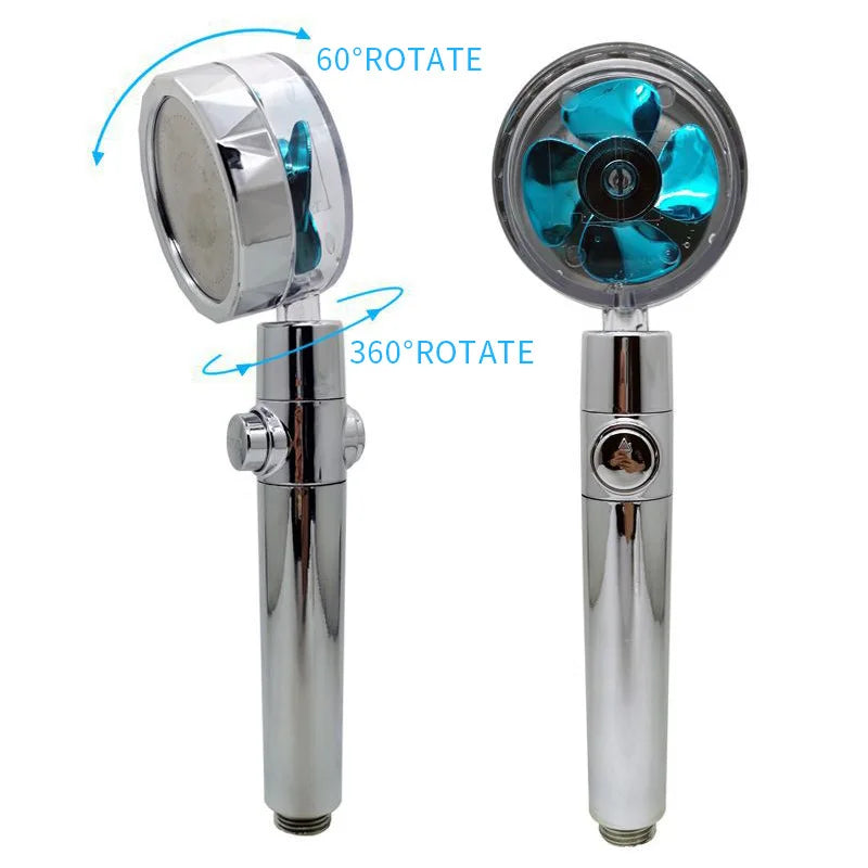 New Propeller Driven Shower Head Cotton Filter Turbocharged High Pressure Handheld Shower Nozzle