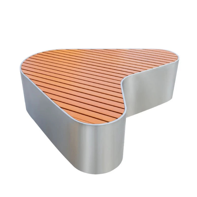 Creative Park Outdoor Anticorrosive Wood Stainless Steel Bench Shopping Mall Square Scenic Area Open-air Bench Waterproof Seat