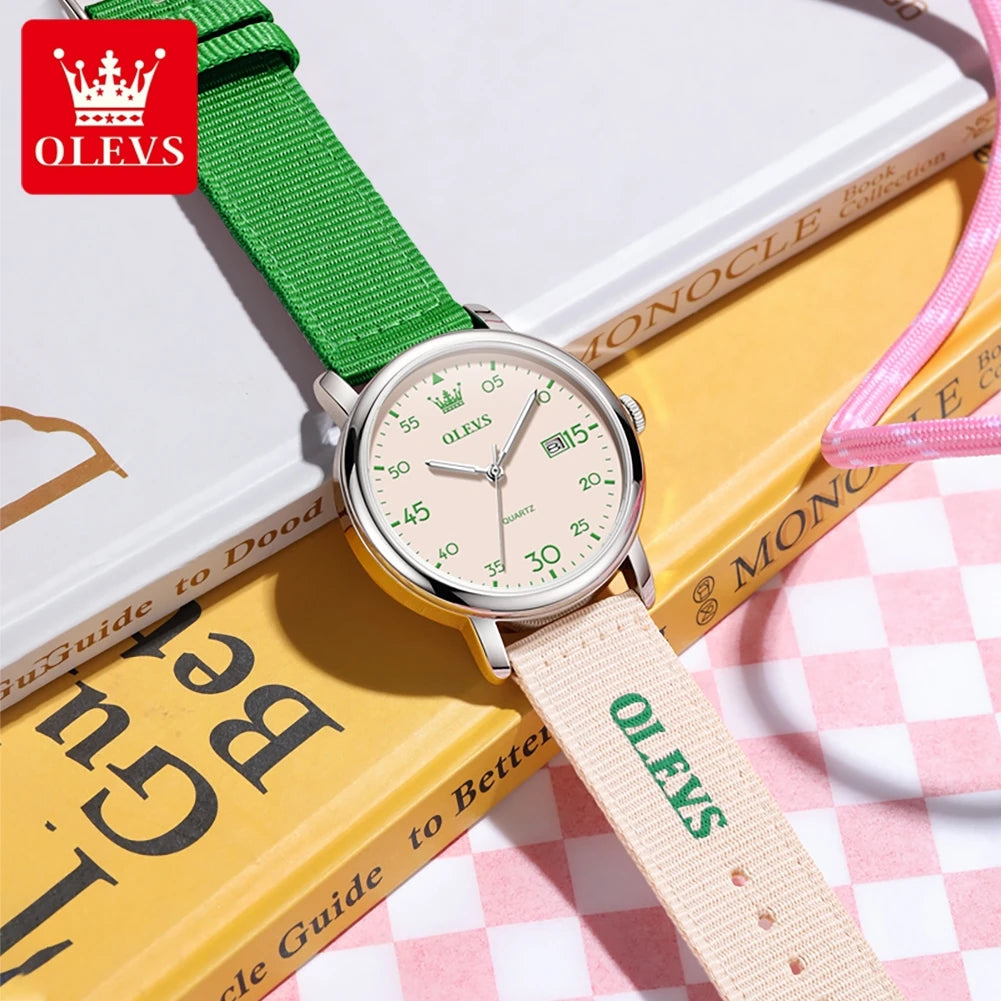 OLEVS 2997 Original Quartz Movement Student Fashion Watch Calendar Digital Dial Night Light Function 30m Waterproof Watch