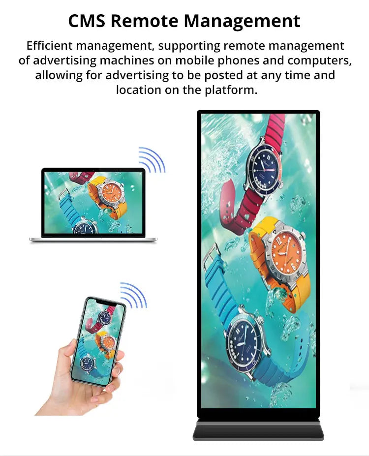 OEM 70 75 86 inch vertical full screen LCD kiosk floor rack advertising display totem indoor digital signage poster