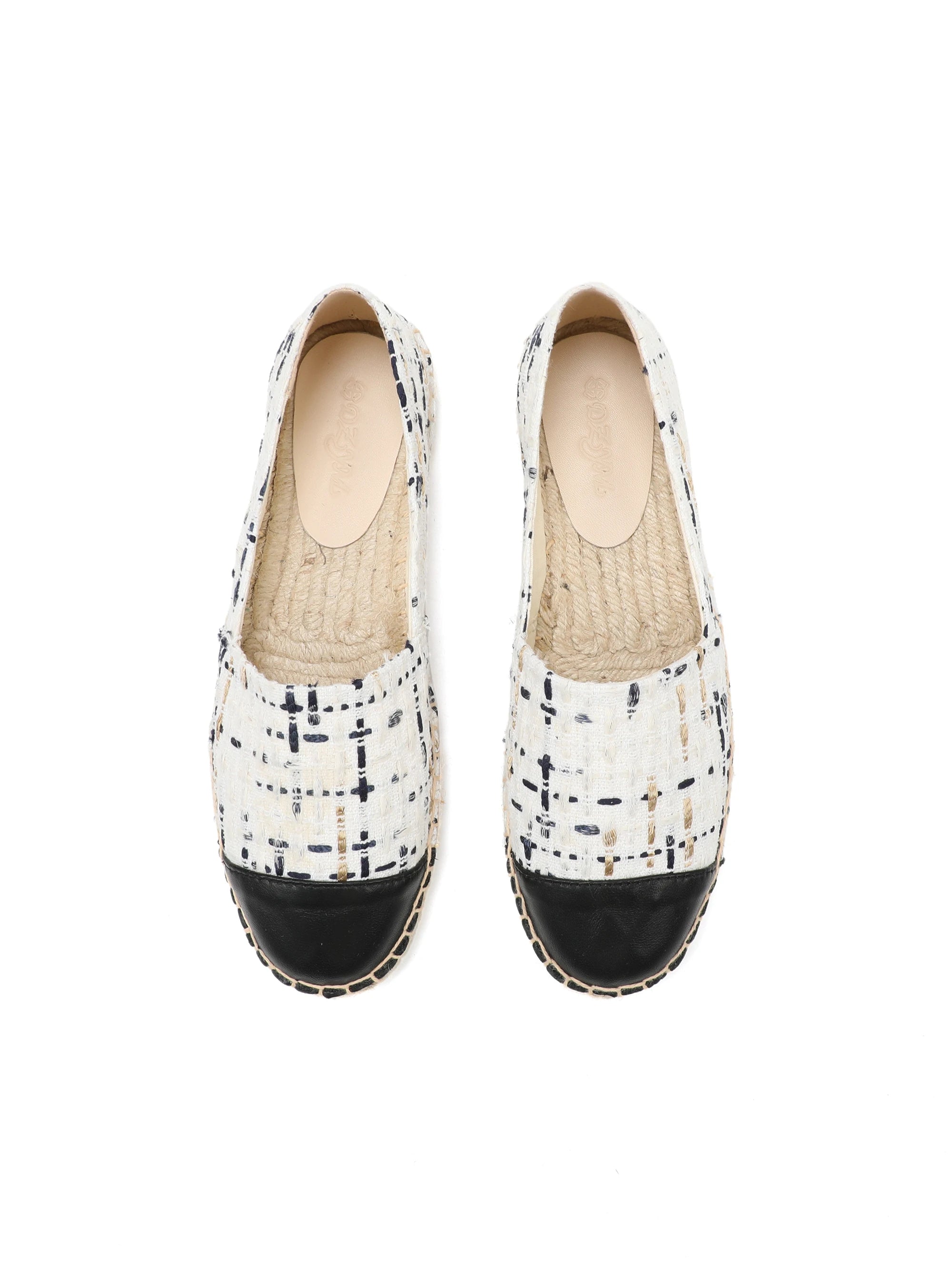 White espadrilles for women flat closed toe shoes