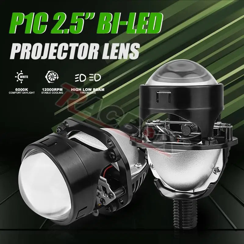 2.5 Inch 80mm LED Halo Angel Eyes Projector Lens High Low Beam Bi LED Lights for H4 H7 9005 HB3 9006 HB4 Car Headlights Retrofit