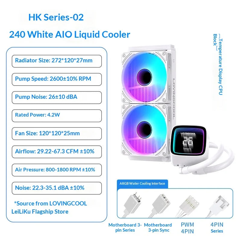 Fmouse Lovingcool Aio Cpu Water Cooler 240mm 360mm Argb Prism Digital Display Temperature Control Aura Sync For Pc Gaming Case