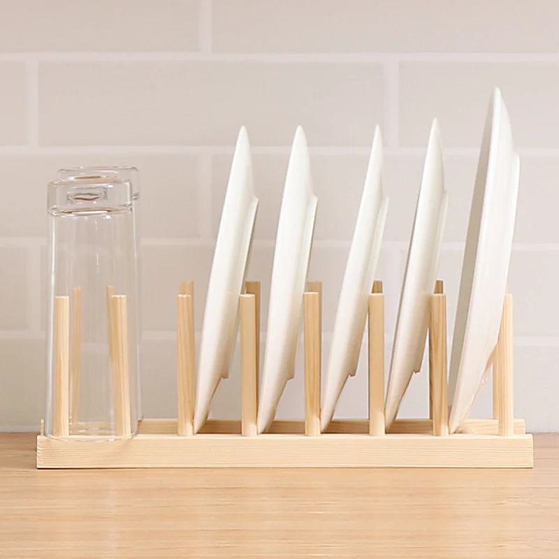 Practical DIY Locker Bamboo Drain Rack Wooden Plate Rack Dish Rack Kitchen Organizer For Plates/Cutting Boards/Plates/Cups