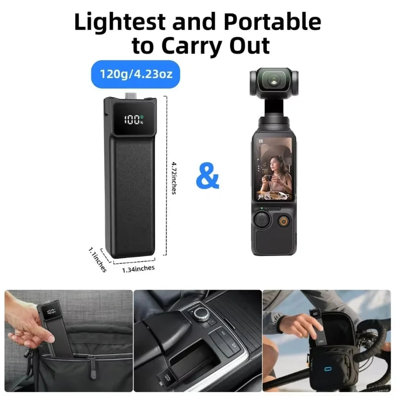 For DJI Osmo Pocket 3/Pocket 4 Battery Handle Osmo Pocket 3/4 Battery 5000mAh 18W