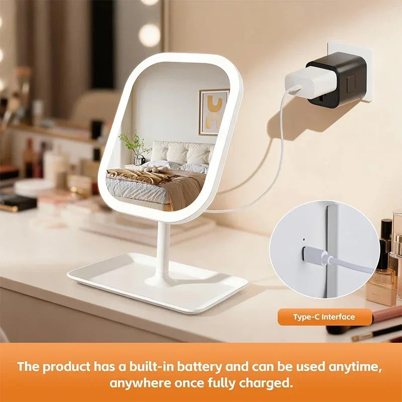 Desktop Vanity Mirror 3 Color Dimmable Light LED Makeup Lights Touching Women Bedroom Dressing Mirrors