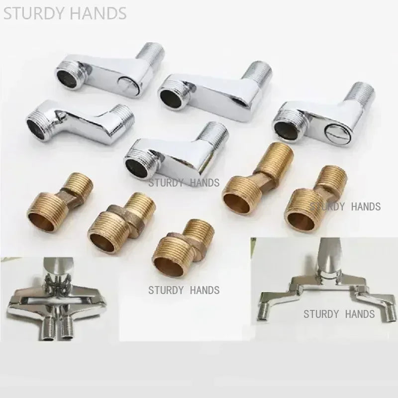 2Pcs Shower Faucet Curved Foot Adjustable Adapter Solid Brass Wall Mounted Replacement Angle Valve Kitchen Bathroom Accessories